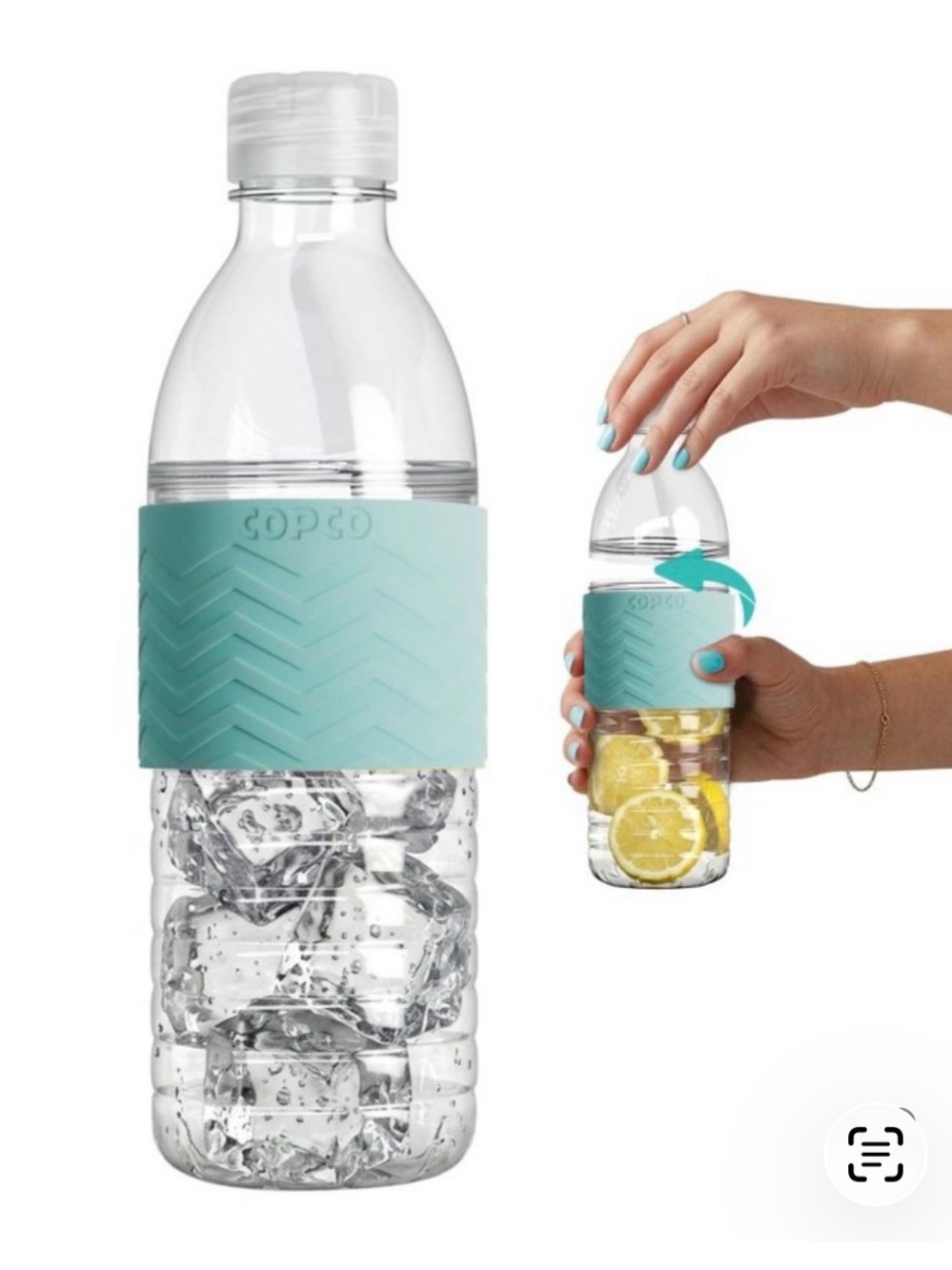 COPCO Hydra BPA Free Reusable Water Bottle with Grip Sleeve - 16.9 oz (2-Pack)
